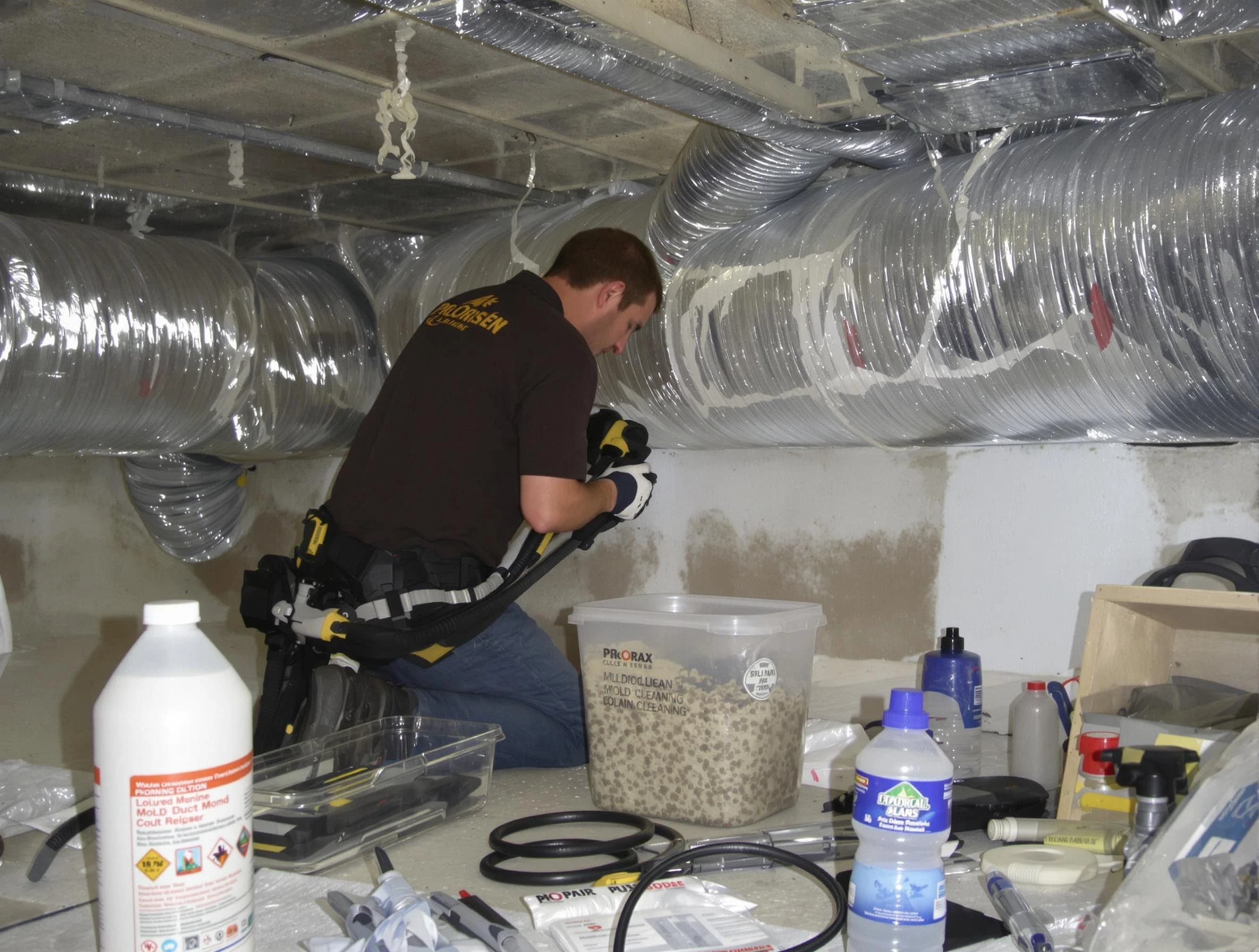 Woodmoor Air Duct Cleaning specialist performing professional mold removal from air ducts in Woodmoor