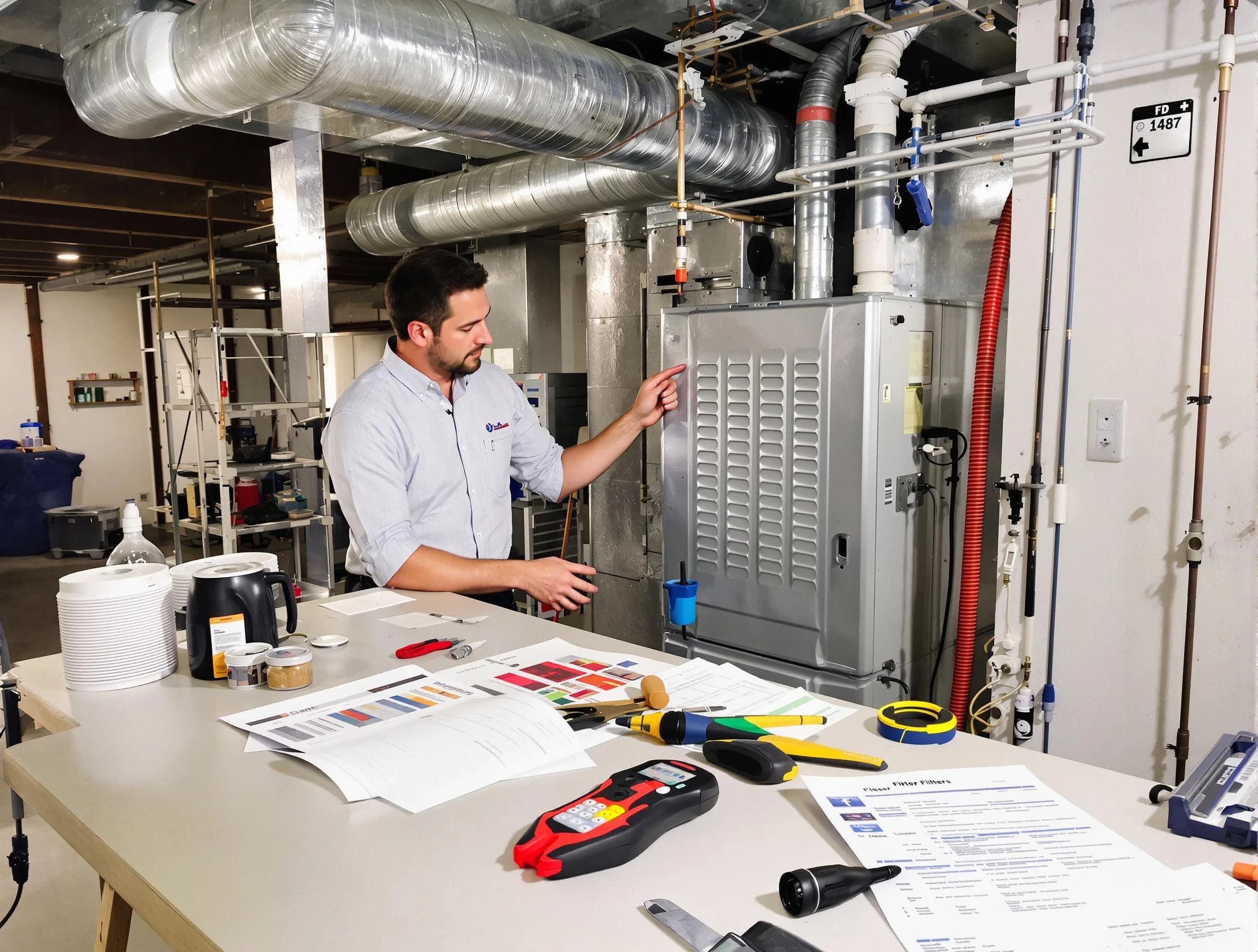 Woodmoor Air Duct Cleaning inspector conducting detailed filter system evaluation using professional diagnostic tools in Woodmoor