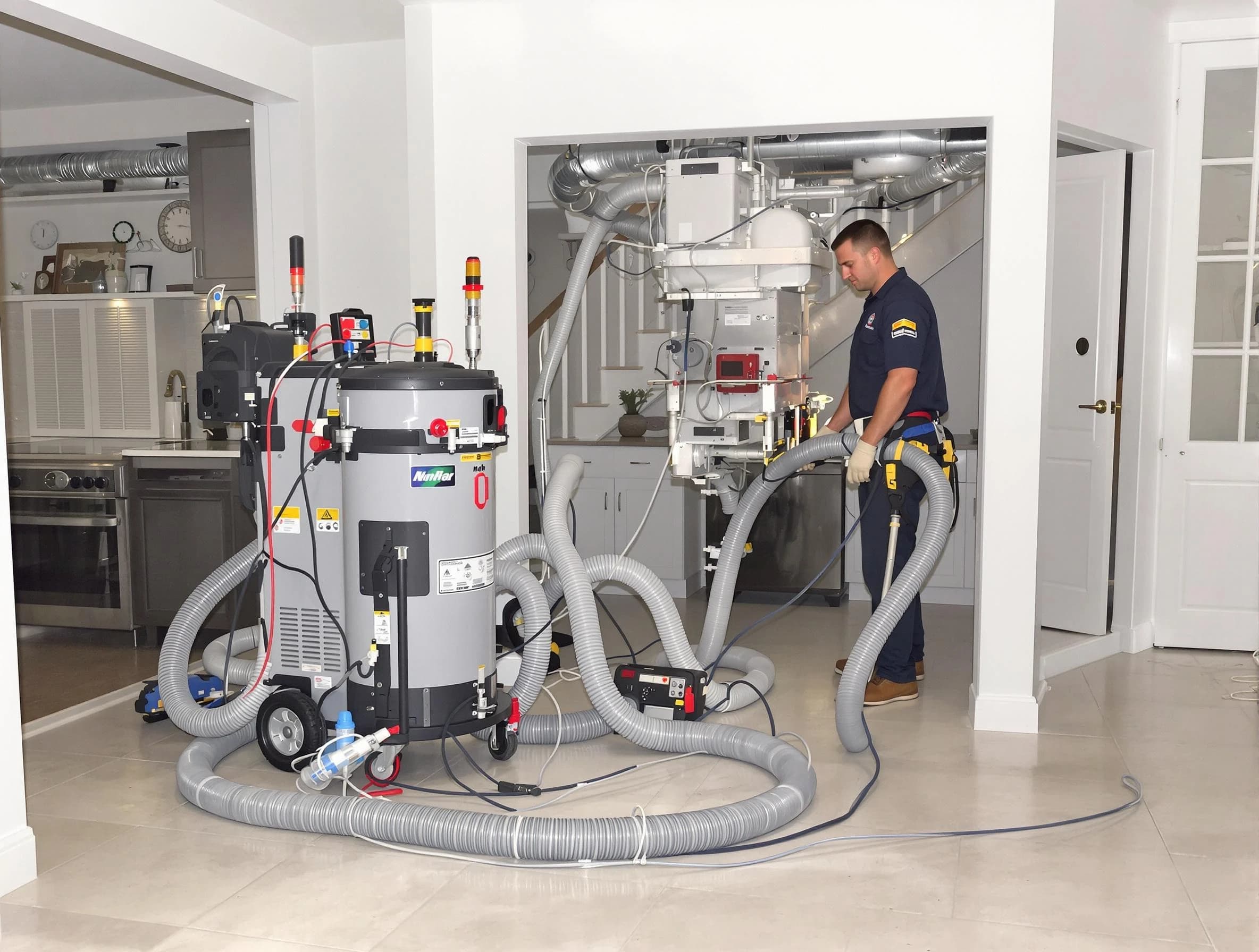Woodmoor Air Duct Cleaning technician operating negative pressure cleaning equipment for thorough duct maintenance in Woodmoor