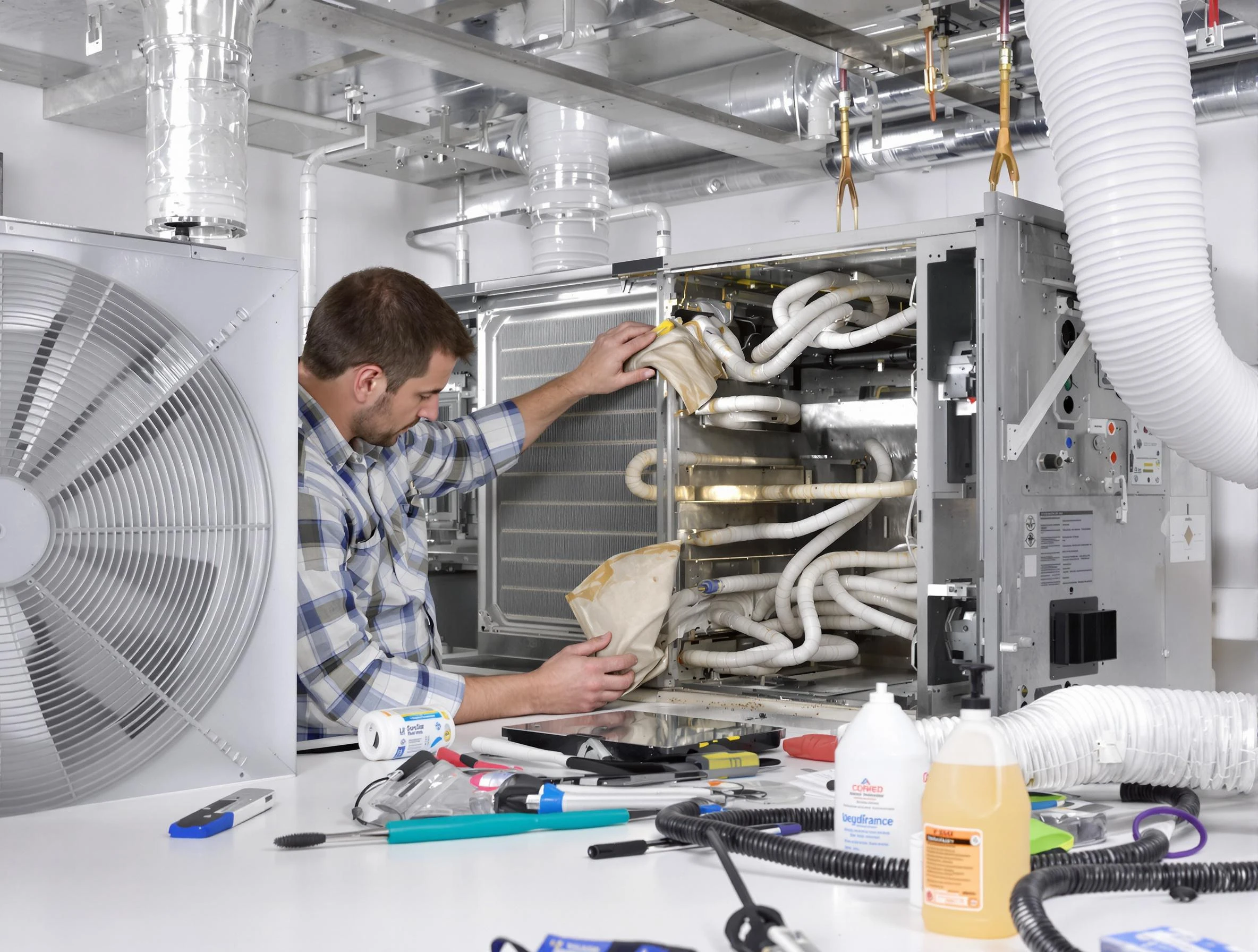 Woodmoor Air Duct Cleaning specialist performing precision AC coil cleaning in Woodmoor